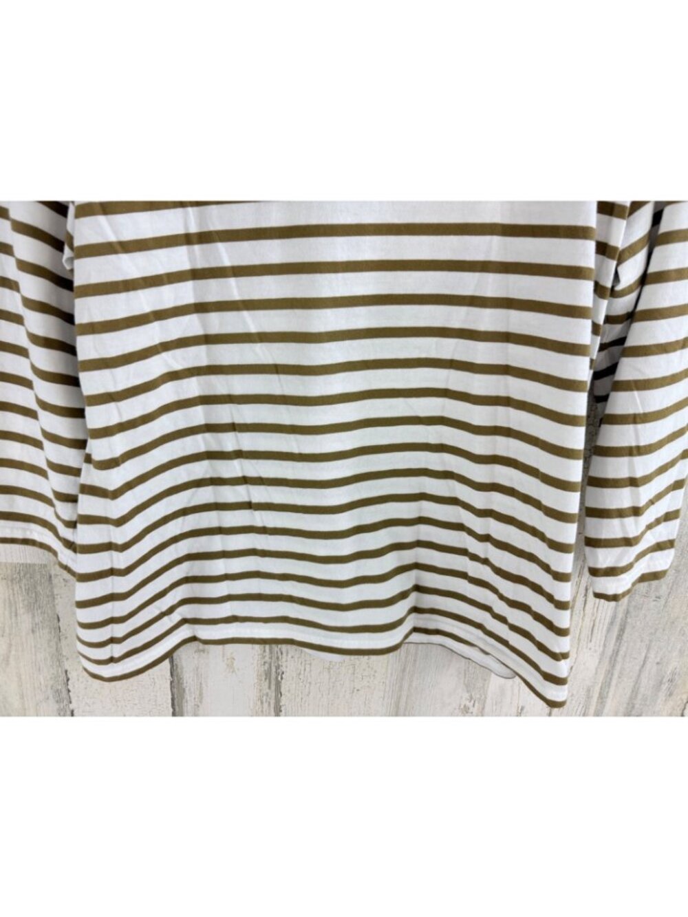 Saint James L’atelier Sz 14 M Green White Striped T Shirt - Picture 12 of 14